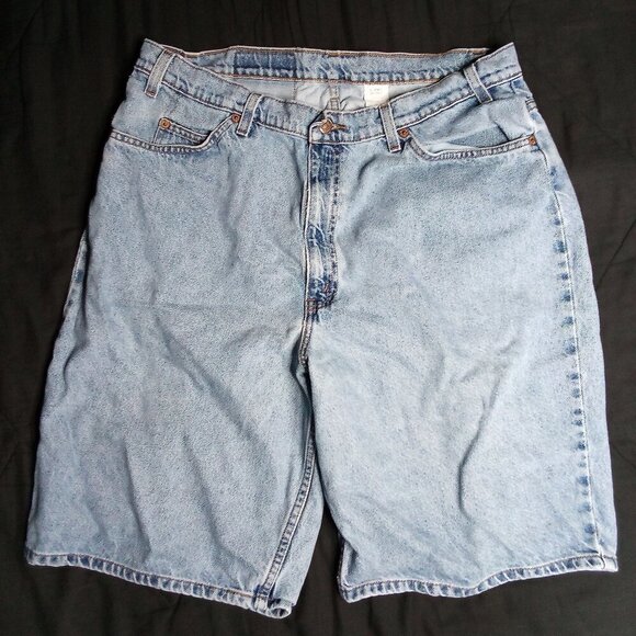 Vintage Levi's 550 Loose Fit Orange Tab Blue Denim Jean Shorts - Picture 4 of 6